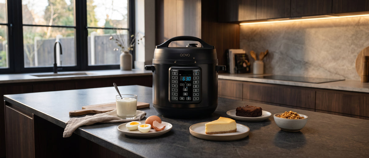Q-Chef pressure cooker in a kitchen, ready for surprising recipes beyond the every