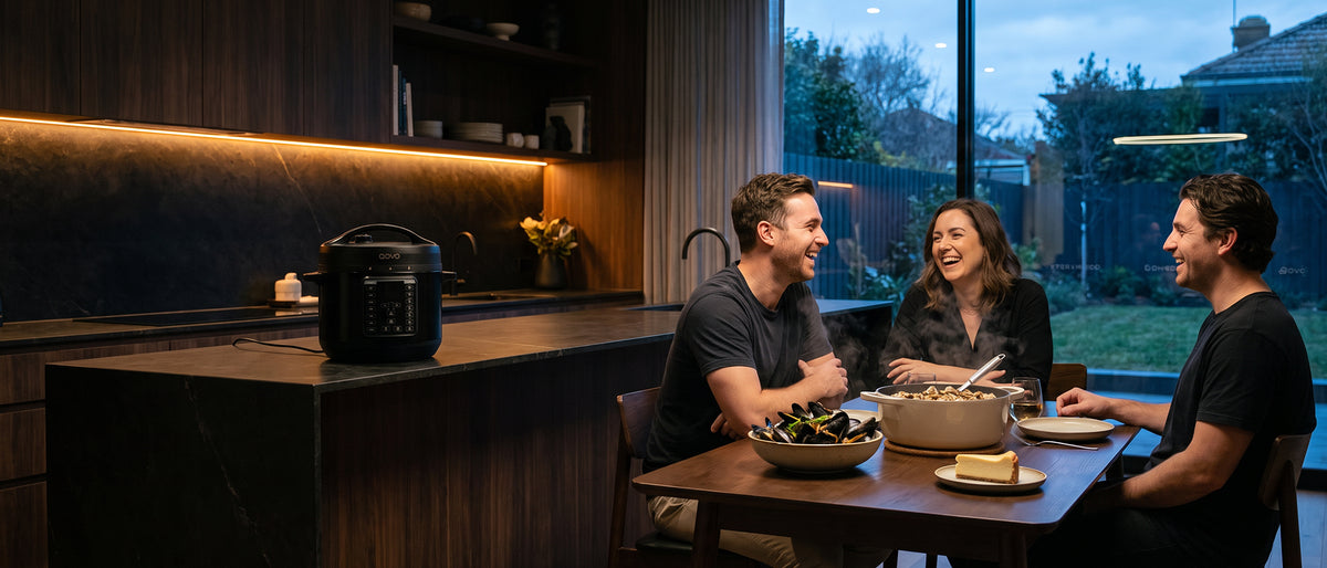 A three-course dinner made entirely in one Q-Chef pot, from starter to dessert