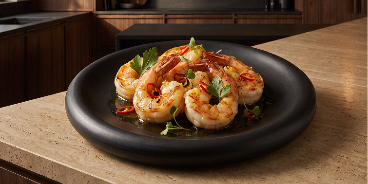 Sautéed prawns with garlic